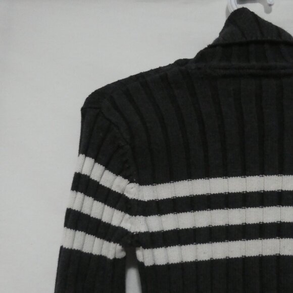 DKNY ACTIVE | medium | Striped Ribbed Turtleneck Long Sleeve Sweater - Picture 9 of 14